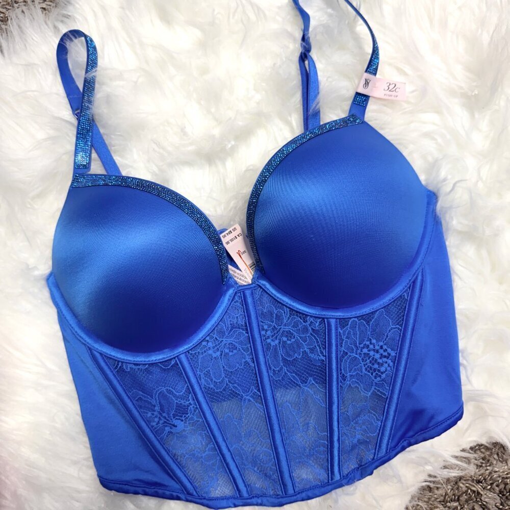 Victoria Secret VERY SEXY Bombshell Add-2-Cups Shine Strap Push-Up Corset Top